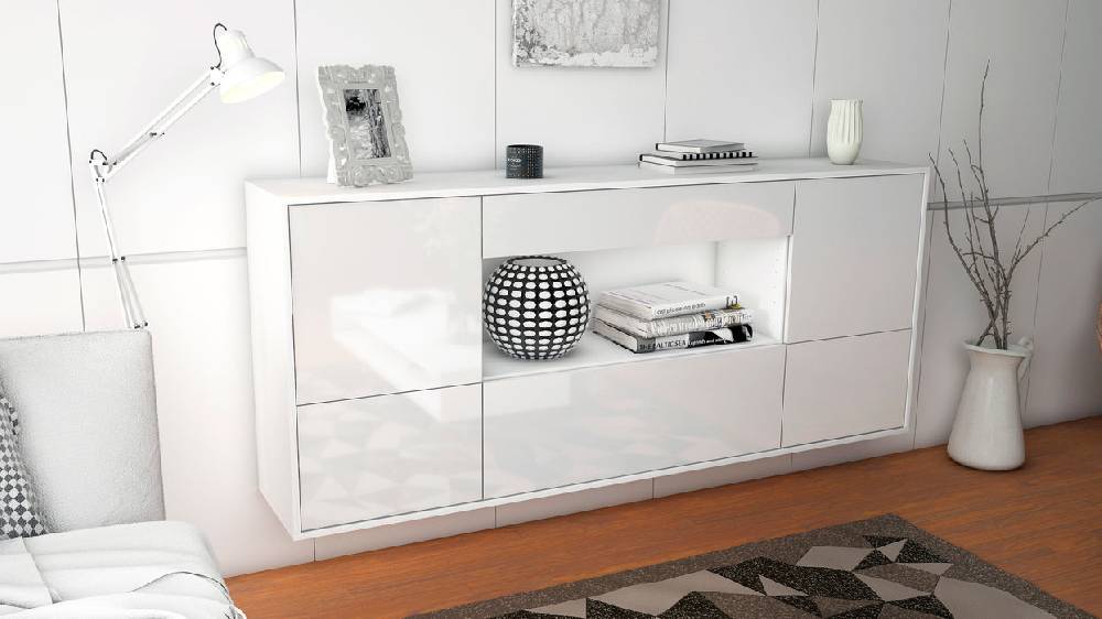 Stil Zeit Möbel Sideboard East Los Angeles, Weiß, hängend (180x79x35cm) Neueste Mode