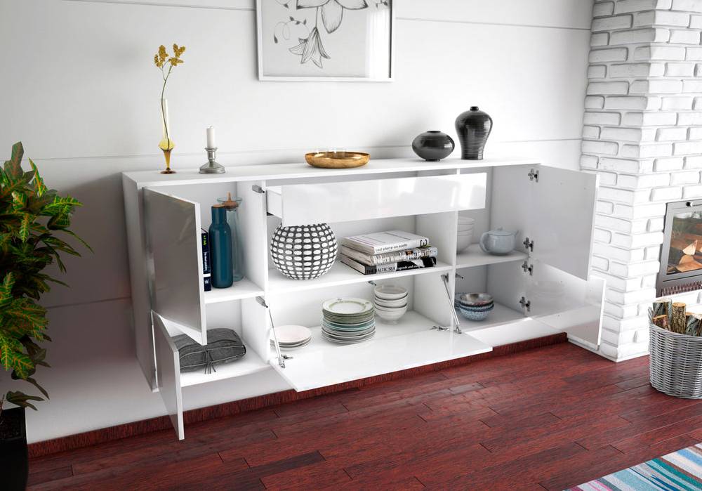 Stil Zeit Möbel Sideboard East Los Angeles, Weiß, hängend (180x79x35cm) Neueste Mode