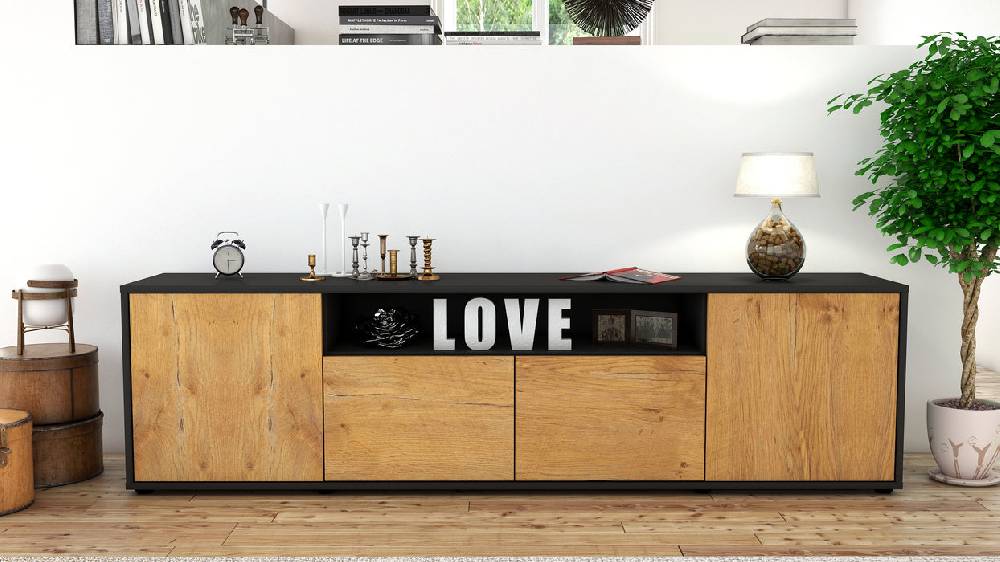 Stil Zeit Möbel Lowboard Arianna, Eiche (180x49x35cm) Online Outlet