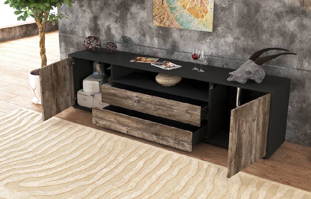 Stil Zeit Möbel Lowboard Armanda, Eiche (180x49x35cm) Zeitlich begrenztes Angebot