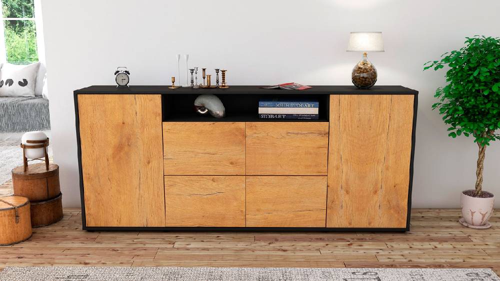 Stil Zeit Möbel Sideboard Ephenia, Eiche (180x79x35cm) Exklusive Angebote
