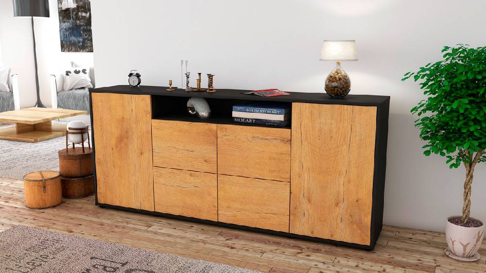 Stil Zeit Möbel Sideboard Ephenia, Eiche (180x79x35cm) Exklusive Angebote