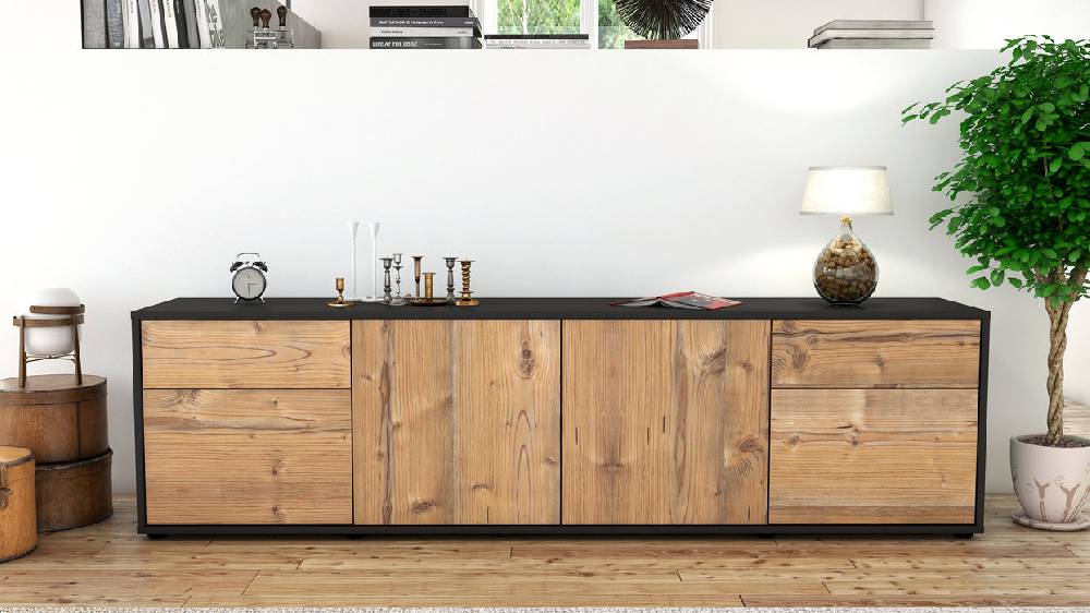 Stil Zeit Möbel Lowboard Benedetta, Pinie (180x49x35cm) Blitzangebot
