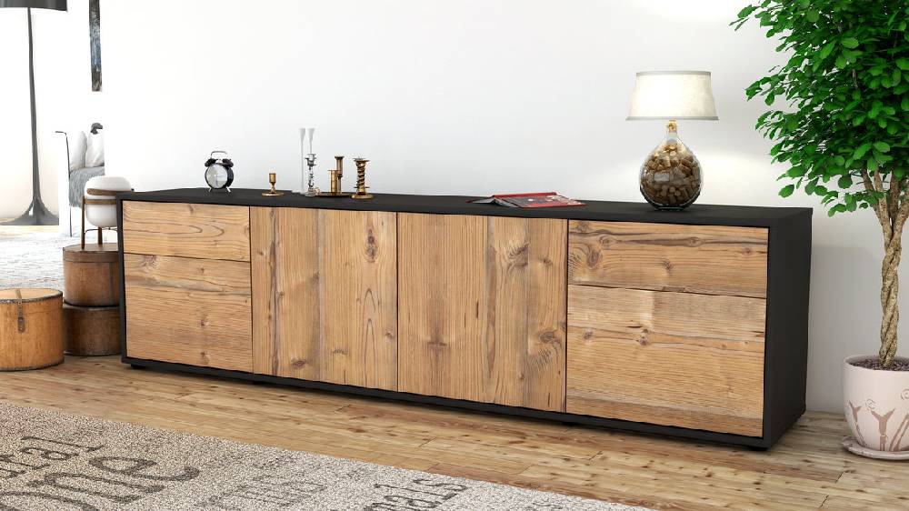 Stil Zeit Möbel Lowboard Benedetta, Pinie (180x49x35cm) Blitzangebot