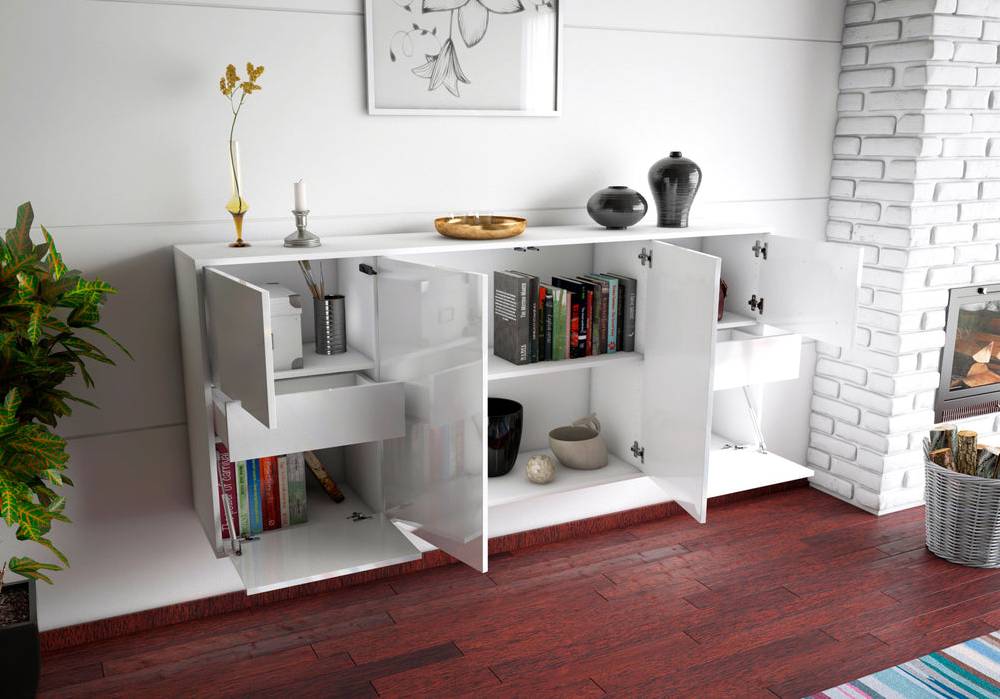Stil Zeit Möbel Sideboard Beaumont, Weiß, hängend (180x79x35cm) Große Rabatte
