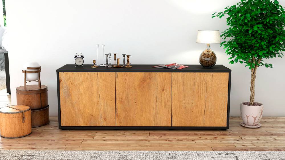 Stil Zeit Möbel Lowboard Allegra, Eiche (136x49x35cm) Saisonale Angebote