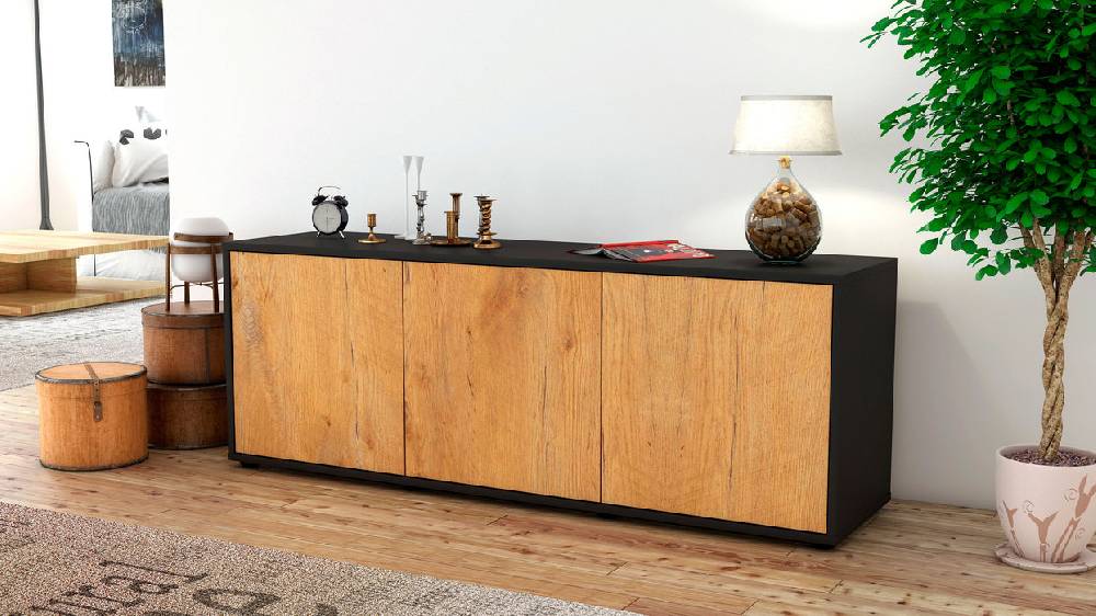 Stil Zeit Möbel Lowboard Allegra, Eiche (136x49x35cm) Saisonale Angebote