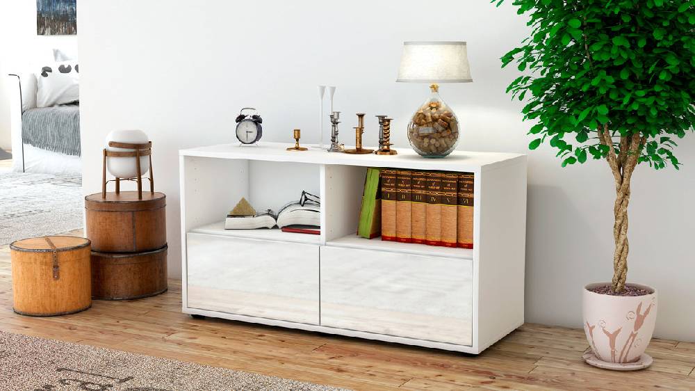 Stil Zeit Möbel Lowboard Aeon, Weiß (92x49x35cm) Räumungsverkauf