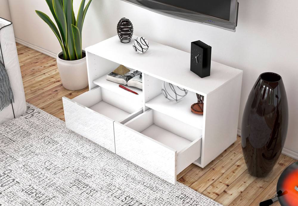 Stil Zeit Möbel Lowboard Aeon, Weiß (92x49x35cm) Räumungsverkauf