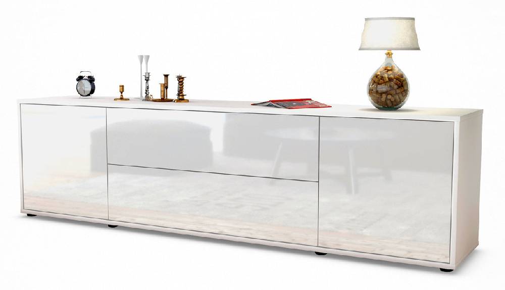 Stil Zeit Möbel Lowboard Aquilina, Weiß (180x49x35cm)