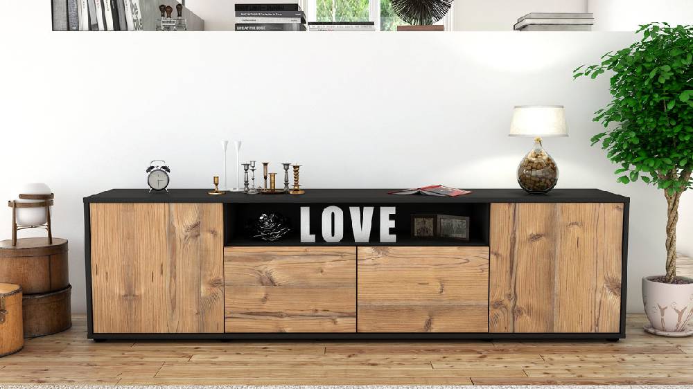 Stil Zeit Möbel Lowboard Arianna, Pinie (180x49x35cm) Sonderangebote