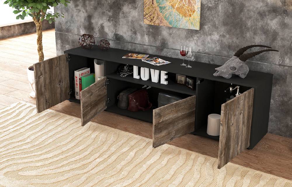 Stil Zeit Möbel Lowboard Arianna, Pinie (180x49x35cm) Sonderangebote
