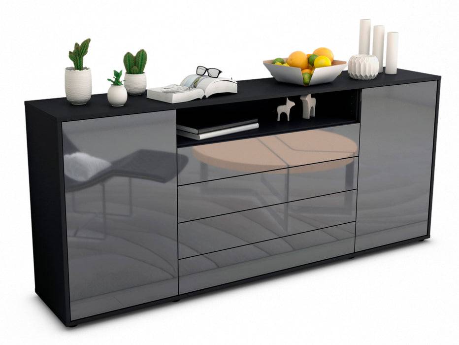 Stil Zeit Möbel Sideboard Enzo, Grau (180x79x35cm)