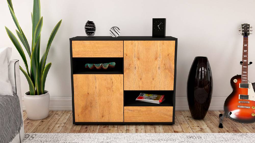 Stil Zeit Möbel Sideboard Carmelina, Eiche (92x79x35cm) Tiefpreis