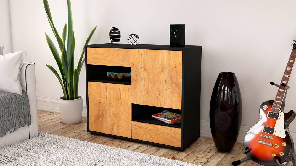Stil Zeit Möbel Sideboard Carmelina, Eiche (92x79x35cm) Tiefpreis