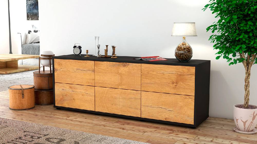 Stil Zeit Möbel Lowboard Alva, Eiche (136x49x35cm) Super Sparpreis