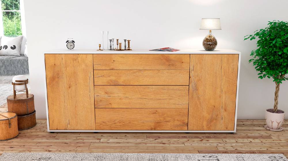 Stil Zeit Möbel Sideboard Elettra, Eiche (180x79x35cm) Wochenangebot