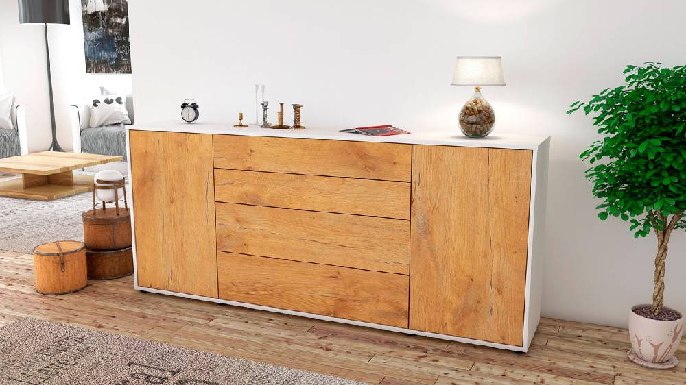 Stil Zeit Möbel Sideboard Elettra, Eiche (180x79x35cm) Wochenangebot