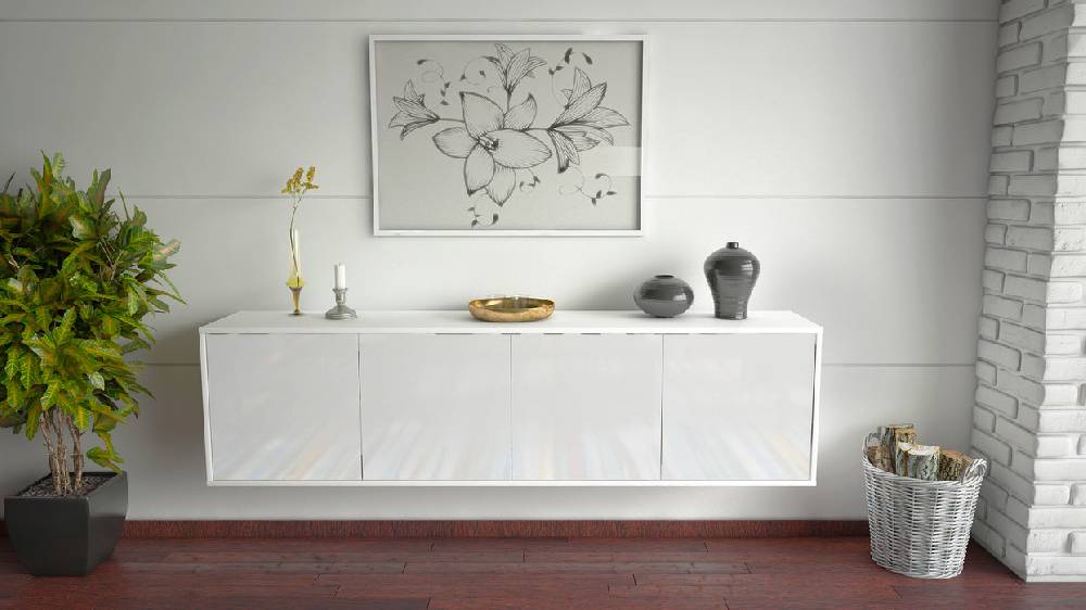 Stil Zeit Möbel Lowboard Anaheim, Weiß, hängend (180x49x35cm) Begrenzte Freigabe