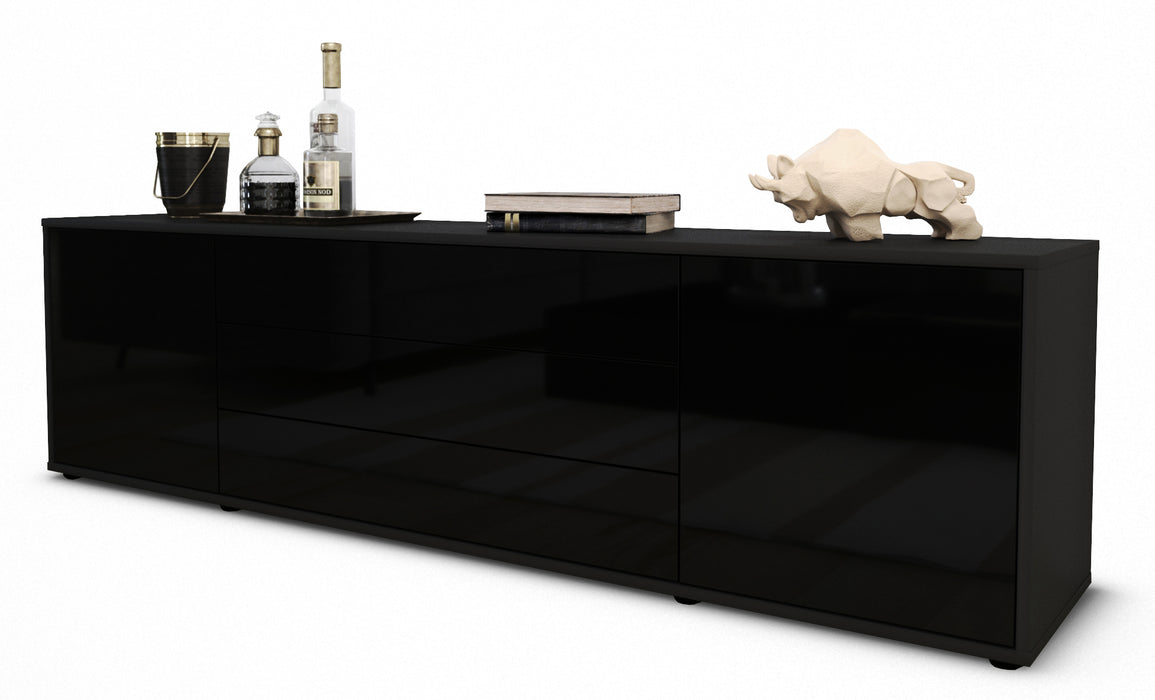 Stil Zeit Möbel Lowboard Ariella, Schwarz (180x49x35cm)