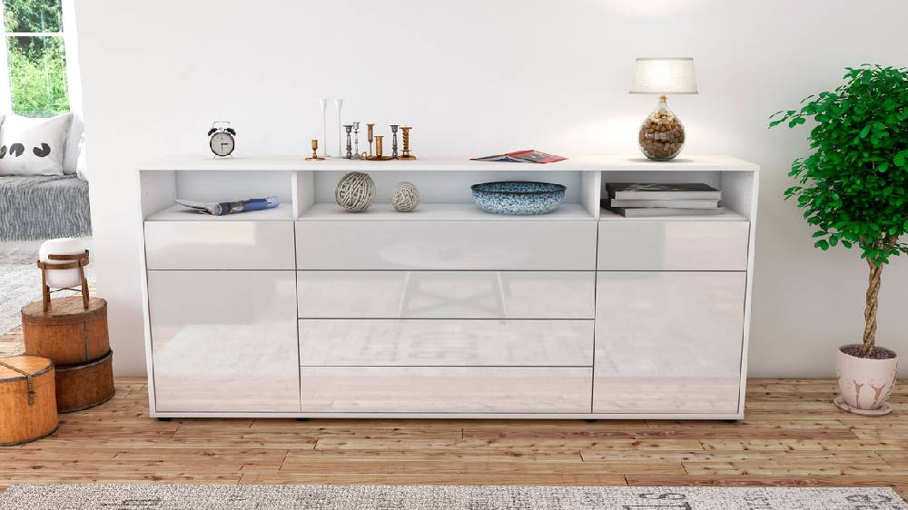 Stil Zeit Möbel Sideboard Evelina, Weiß (180x79x35cm) Letzter Tag