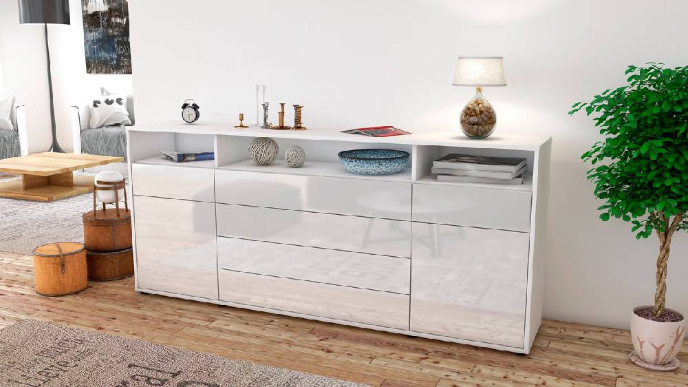 Stil Zeit Möbel Sideboard Evelina, Weiß (180x79x35cm) Letzter Tag
