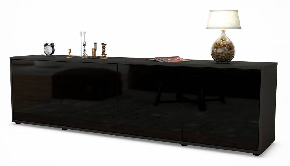 Stil Zeit Möbel Lowboard Antonia, Schwarz (180x49x35cm)