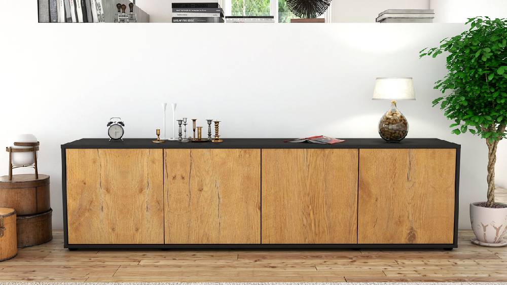 Stil Zeit Möbel Lowboard Antonia, Eiche (180x49x35cm) Bis zu 50% Rabatt