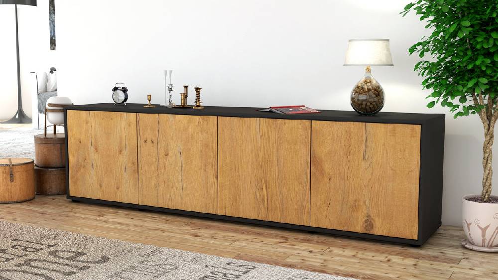 Stil Zeit Möbel Lowboard Antonia, Eiche (180x49x35cm) Bis zu 50% Rabatt