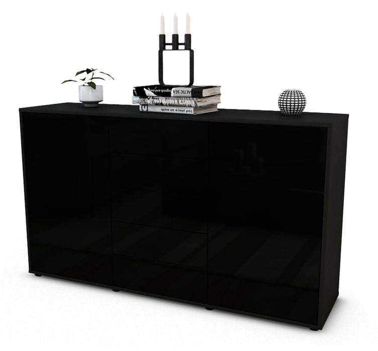 Stil Zeit Möbel Sideboard Dorelly, Schwarz (136x79x35cm)