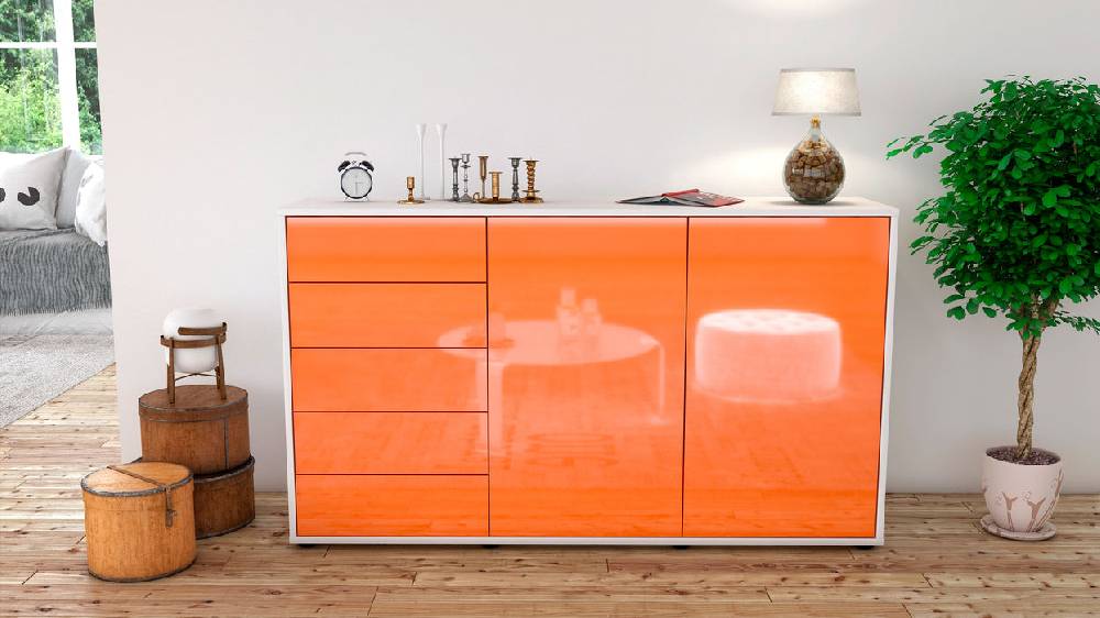 Stil Zeit Möbel Sideboard Dorentina, Orange (136x79x35cm) Sonderangebot der Fabrik