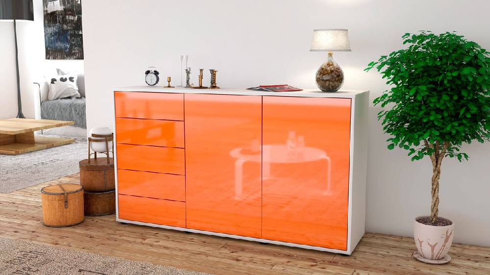 Stil Zeit Möbel Sideboard Dorentina, Orange (136x79x35cm) Sonderangebot der Fabrik