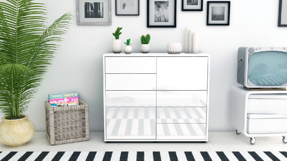 Stil Zeit Möbel Sideboard Circe, Weiß (92x79x35cm) Vierteljährliche Förderung