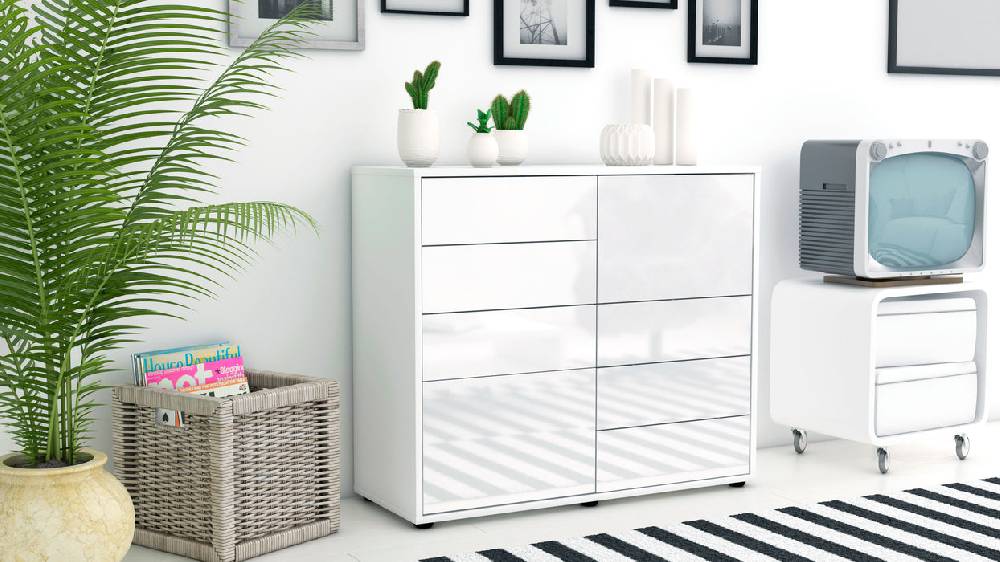 Stil Zeit Möbel Sideboard Circe, Weiß (92x79x35cm) Vierteljährliche Förderung