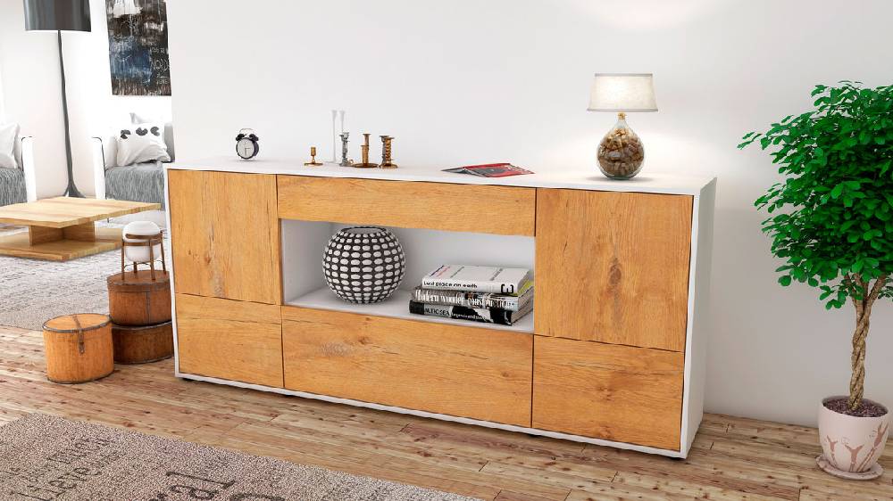 Stil Zeit Möbel Sideboard Elodie, Eiche (180x79x35cm) Bis zu 55% Rabatt