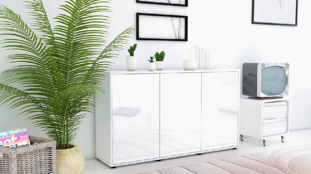 Stil Zeit Möbel Sideboard Delia, Weiß (136x79x35cm) Super Rabatt