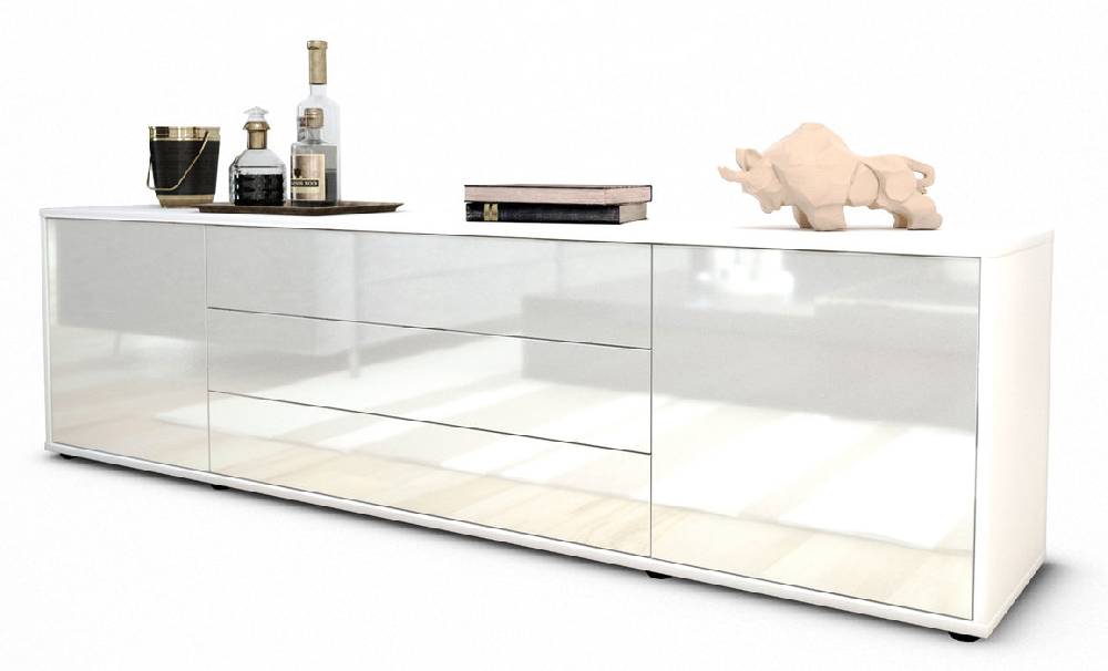 Stil Zeit Möbel Lowboard Ariella, Weiß (180x49x35cm)