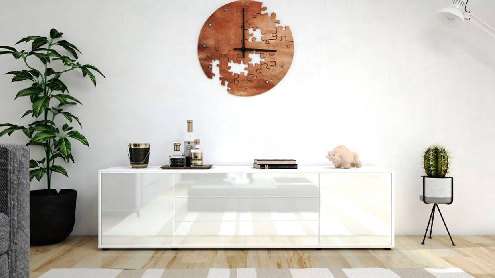 Stil Zeit Möbel Lowboard Ariella, Weiß (180x49x35cm) Riesige Rabatte