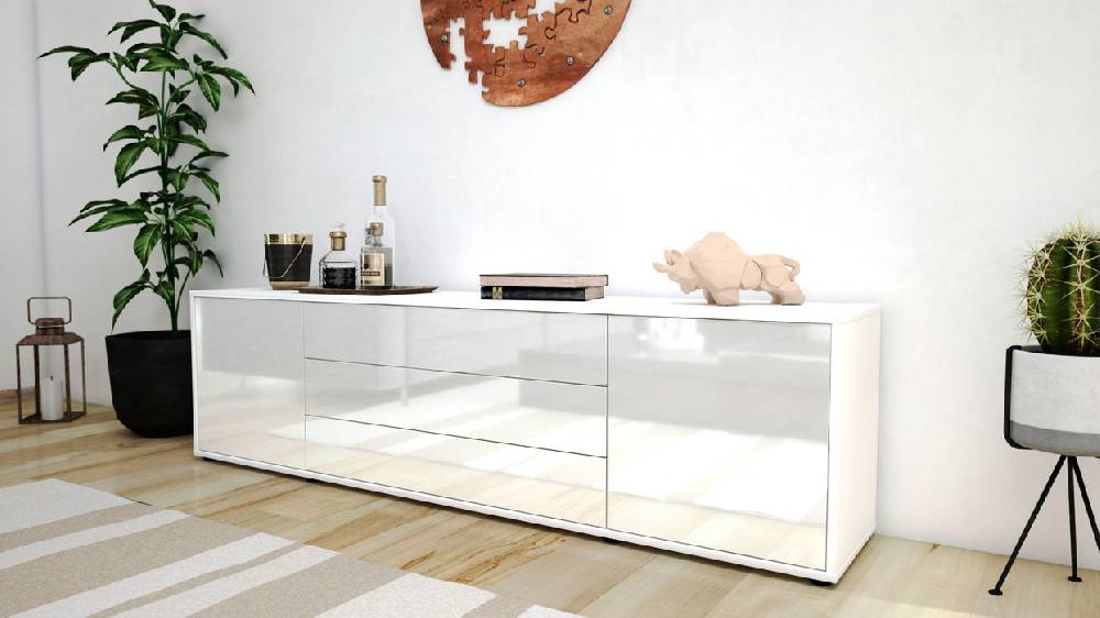 Stil Zeit Möbel Lowboard Ariella, Weiß (180x49x35cm) Riesige Rabatte