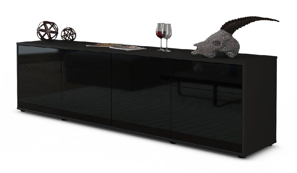 Stil Zeit Möbel Lowboard Benedetta, Schwarz (180x49x35cm)