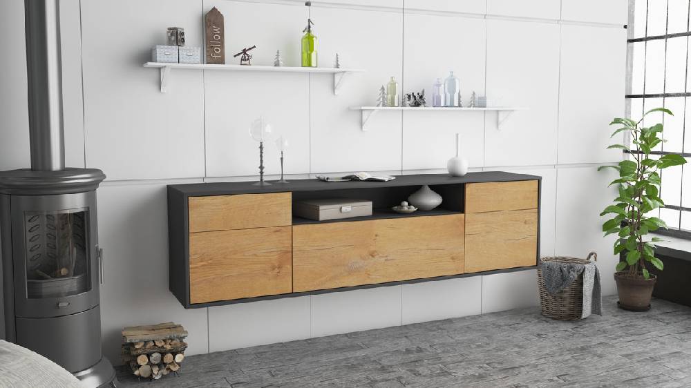 Stil Zeit Möbel Lowboard Chesapeake, Eiche, hängend (180x49x35cm) Speichern exportieren