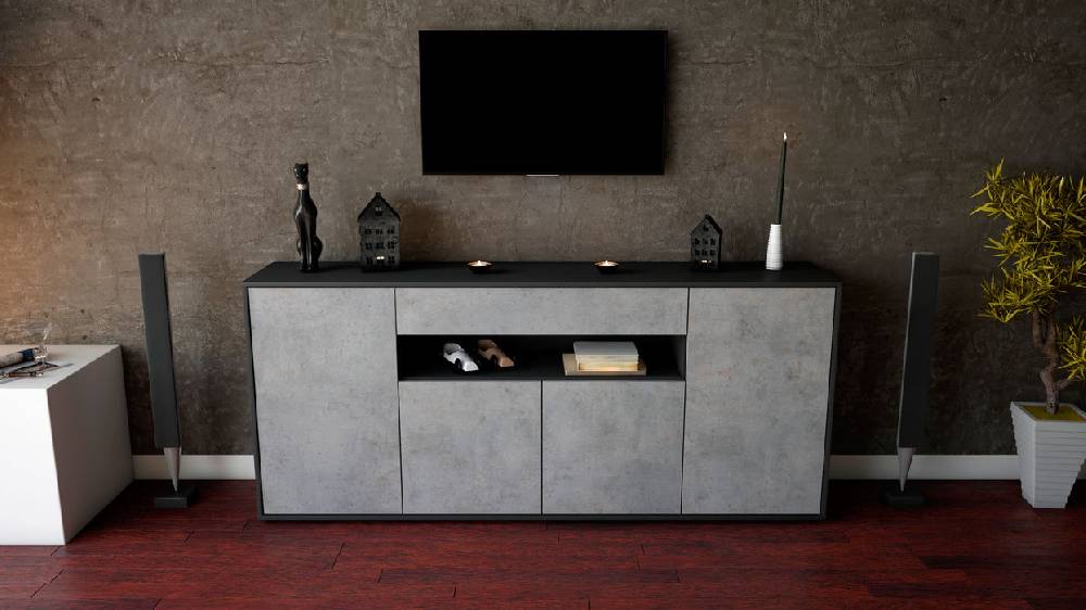 Stil Zeit Möbel Sideboard Fiorella, Beton (180x79x35cm) Black Friday Preise