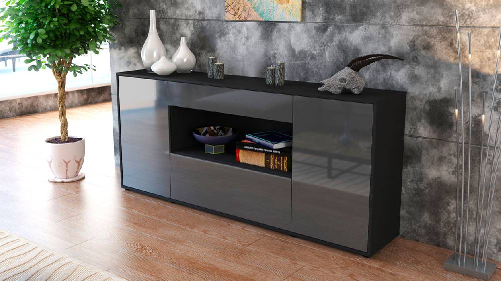 Stil Zeit Möbel Sideboard Fiora, Grau (180x79x35cm) Im Verkauf