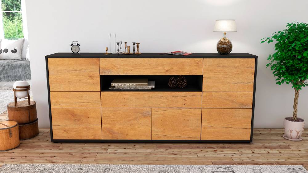 Stil Zeit Möbel Sideboard Emerelda, Eiche (180x79x35cm) 50% Rabatt für begrenzte Zeit