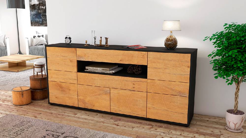 Stil Zeit Möbel Sideboard Emerelda, Eiche (180x79x35cm) 50% Rabatt für begrenzte Zeit
