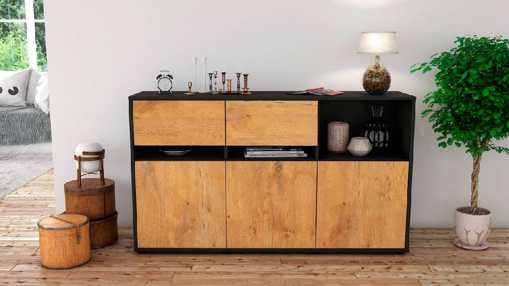 Stil Zeit Möbel Sideboard Dorotea, Eiche (136x79x35cm) Rabatte dieses Monats