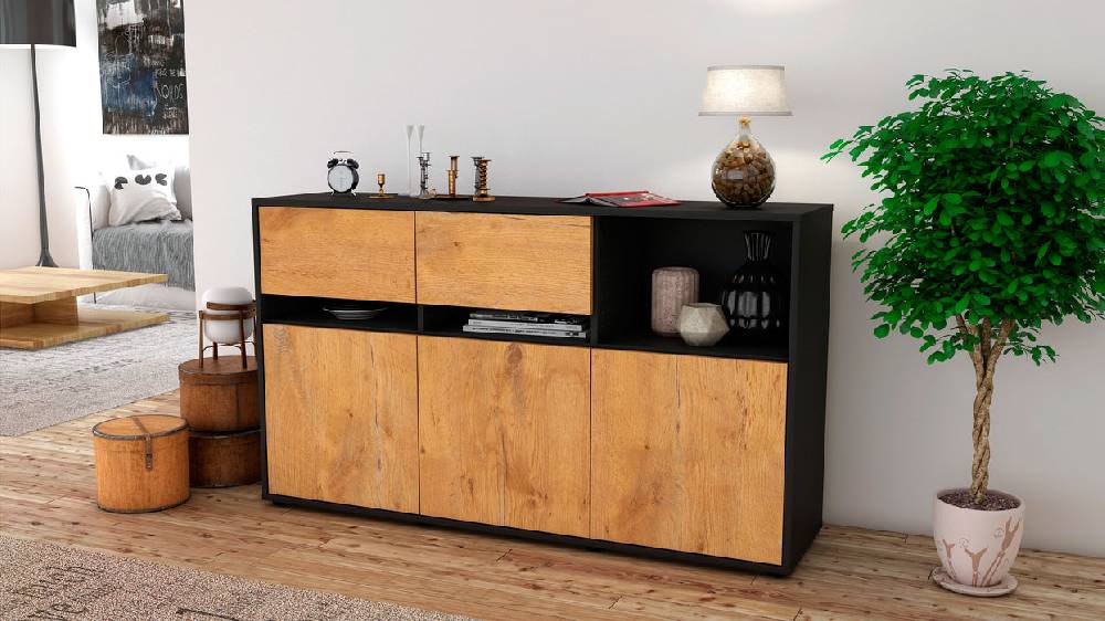 Stil Zeit Möbel Sideboard Dorotea, Eiche (136x79x35cm) Rabatte dieses Monats