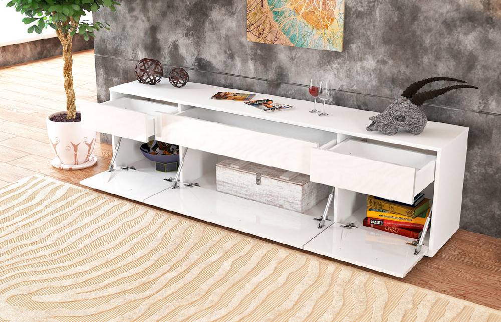 Stil Zeit Möbel Lowboard Beppa, Weiß (180x49x35cm) 2025