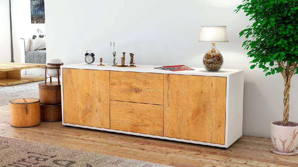 Stil Zeit Möbel Lowboard Alma, Eiche (136x49x35cm) Online