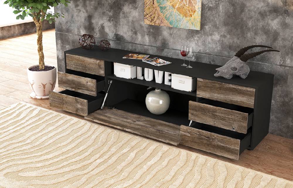 Stil Zeit Möbel Lowboard Beatrice, Eiche (180x49x35cm) Auslauf